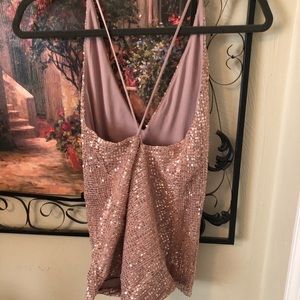 Express sequin glitter rose ope back halter XS NWT